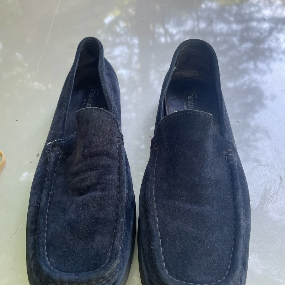 Blue Suede Flats Moccasin-Style Slip-On(made in Italy)9.5